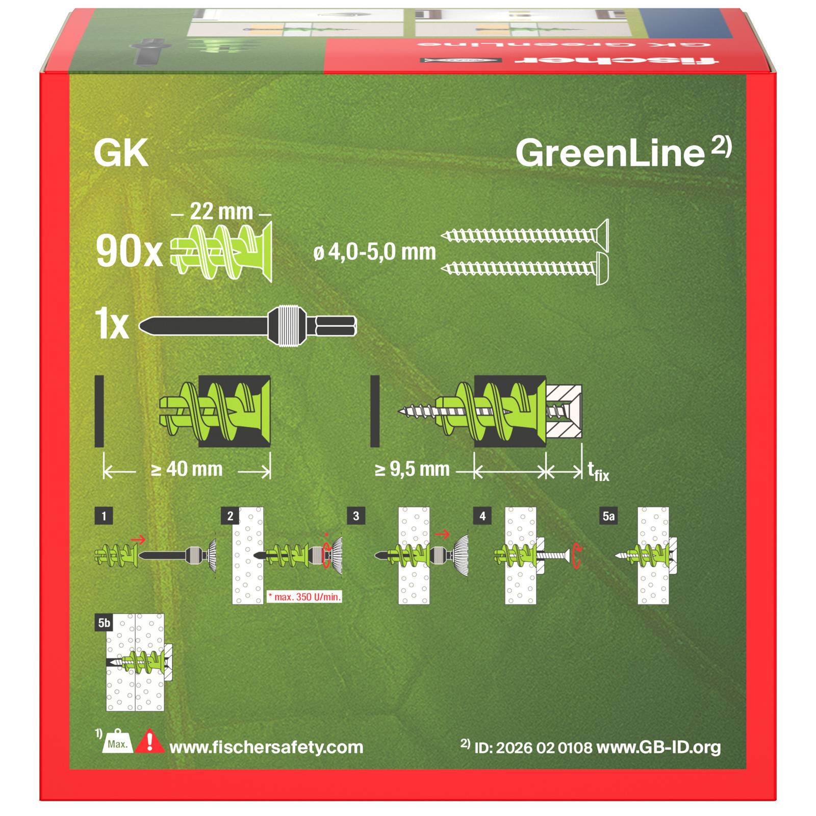 Fischer 90x Gipskartondübel GK GREEN - 524868-3