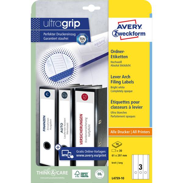 AVERY Zweckform Ordnerrücken-Etiketten, 61 x 297 mm, 10 Bl.