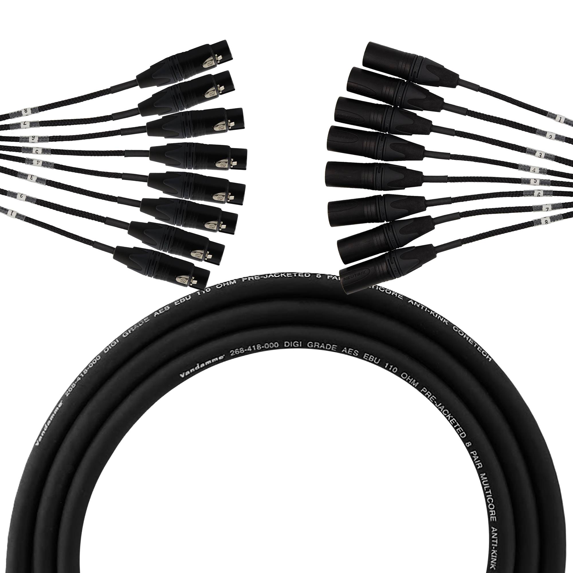 Van Damme DT Analog & AES Multicore 8Pair XLR gold | 2m / 0,55m Tails-0