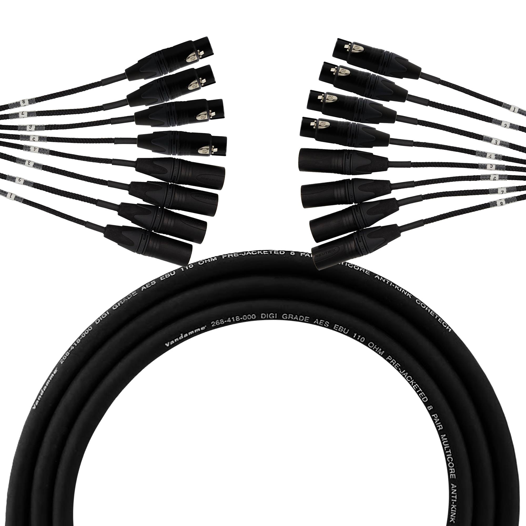 Van Damme DT Analog & AES Multicore 8Pair XLR gold 4/4 Split | 7,5m / 0,35m Tails-0