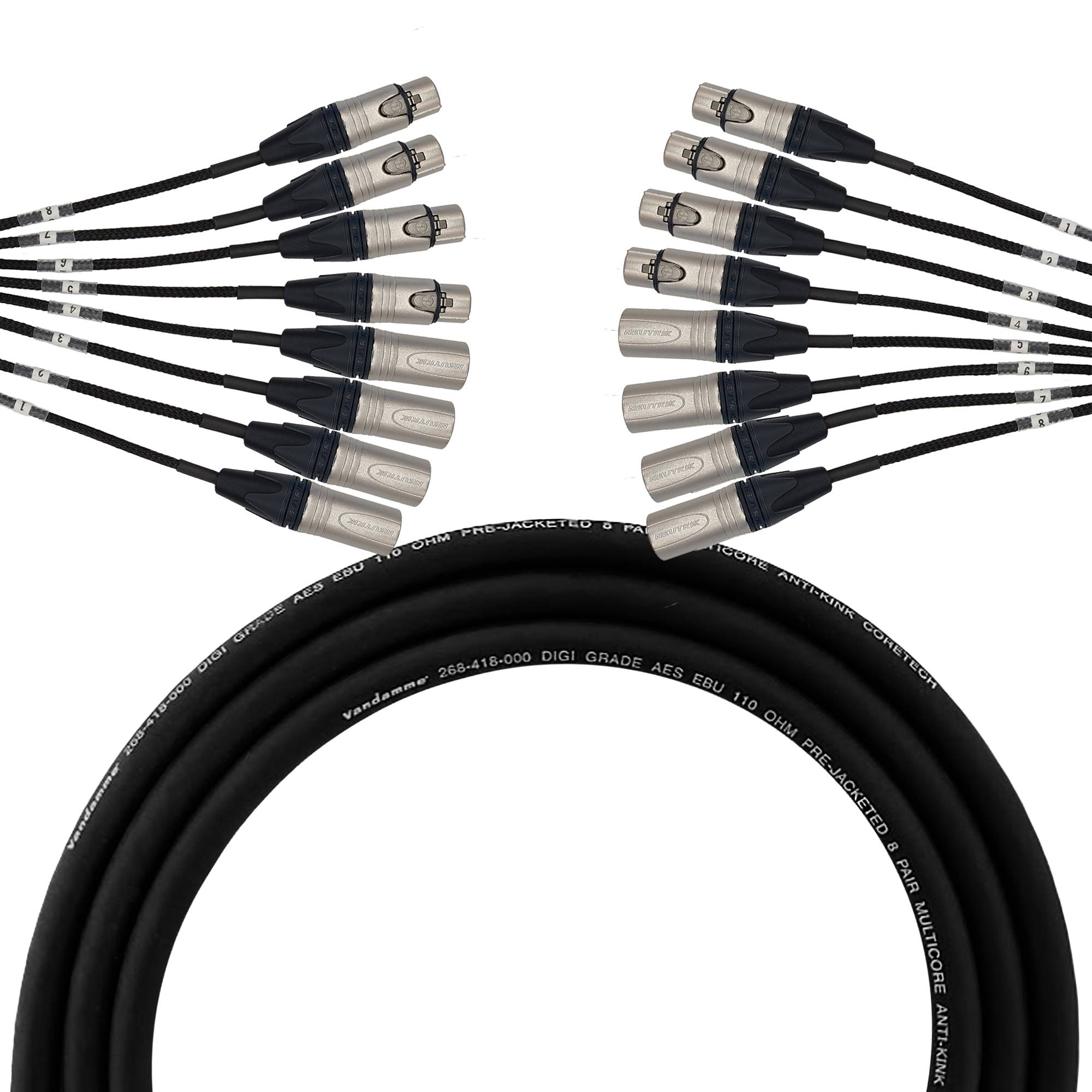 Van Damme DT Analog & AES Multicore 8Pair XLR 4/4 Split | 5m / 0,35m Tails-0