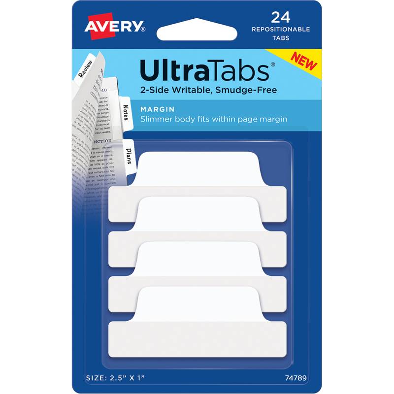 AVERY Zweckform Haftstreifen UltraTabs Weiß, 63,5 x 25 mm-0