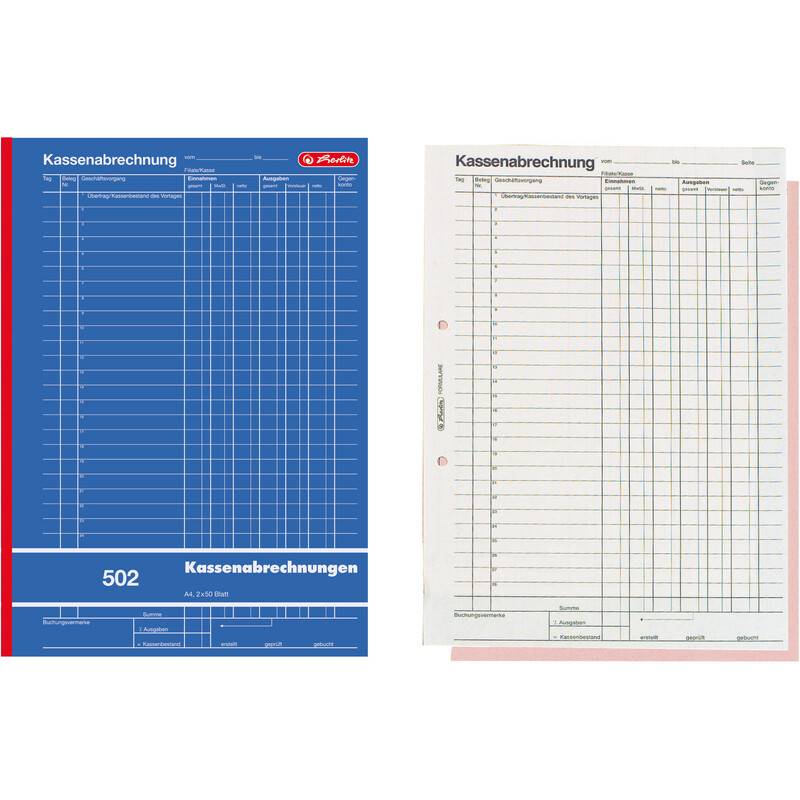 herlitz Formularbuch "Kassenabrechnung 502", DIN A4-0
