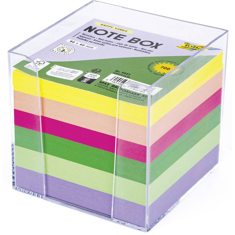 folia Zettelbox, Kunststoff, 90 x 90 mm, glasklar / farbig-0