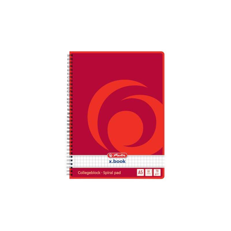 herlitz Collegeblock x.book DIN A5, 80 Blatt, kariert