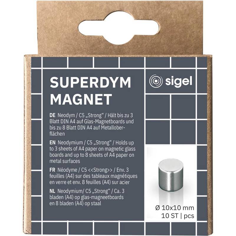 sigel Neodym-Design-Magnete Zylinder "Strong" C5, 10er Set-0