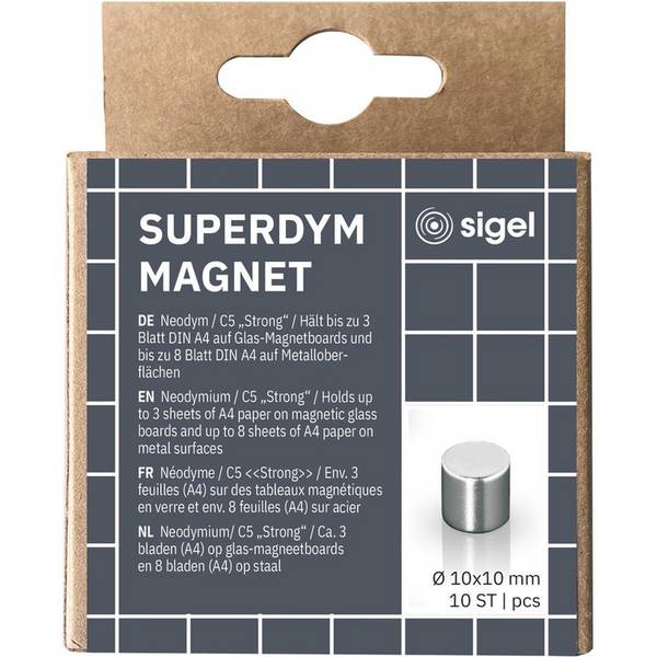sigel Neodym-Design-Magnete Zylinder "Strong" C5, 10er Set