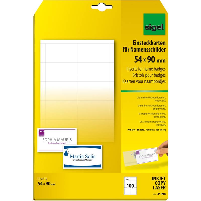 sigel PC-Einsteckschilder für Namensschilder, 54 x 90 mm-0