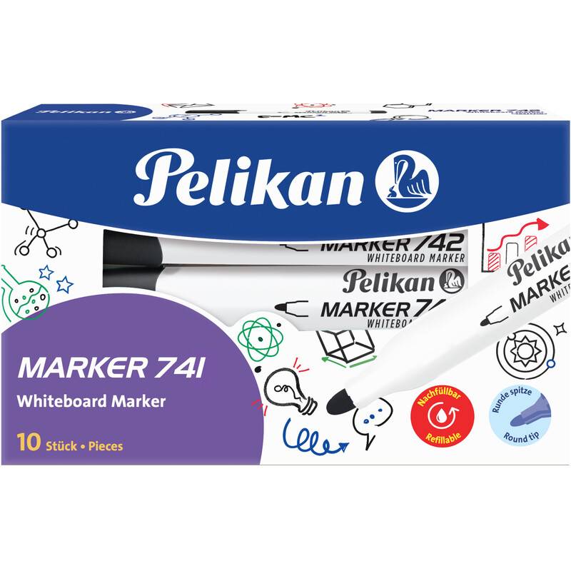 Pelikan Whiteboard-Marker 741, Rundspitze, schwarz-0