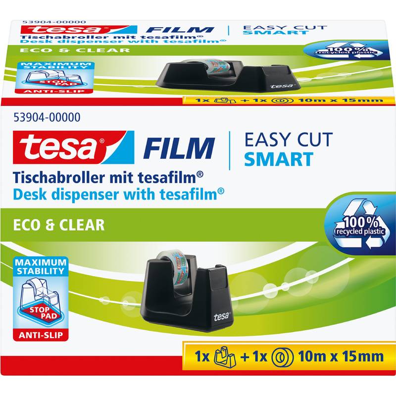 tesa Tischabroller SMART, bestückt, schwarz-0