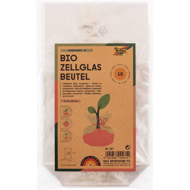 folia Zellglasbeutel 11,5 x 18,5 cm transparent 281-0