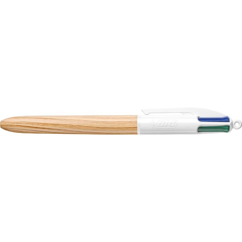 BIC Druckkugelschreiber 4 Colours Wood Style-0