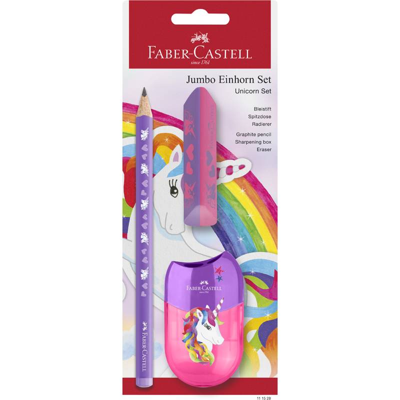 FABER-CASTELL Schreibset Einhorn Jumbo, violett, 3-teilig-0