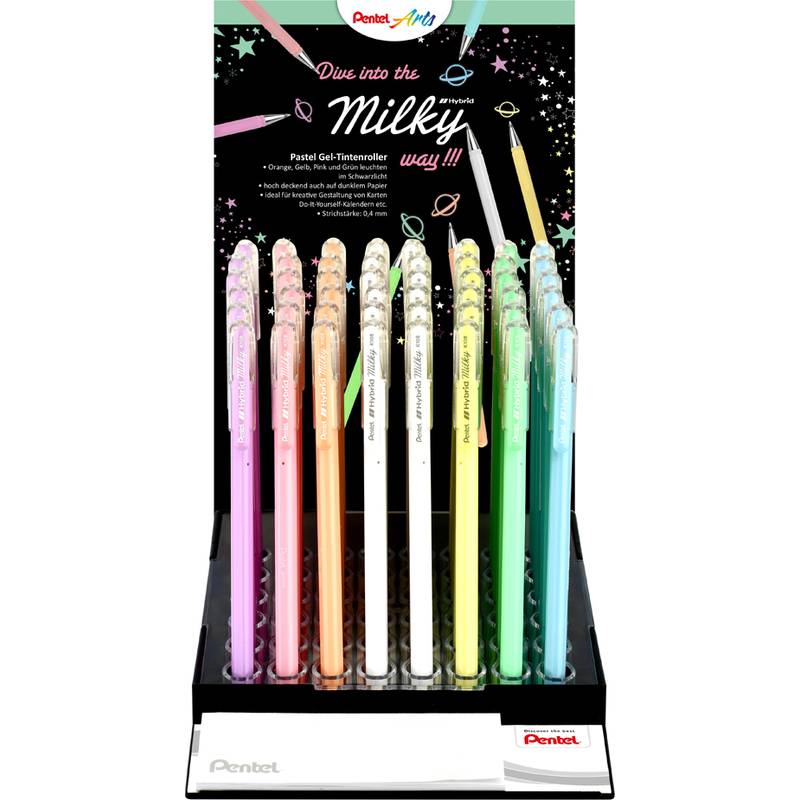 Pentel Gel-Tintenroller Hybrid Milky, Pastell, 48er Display-0