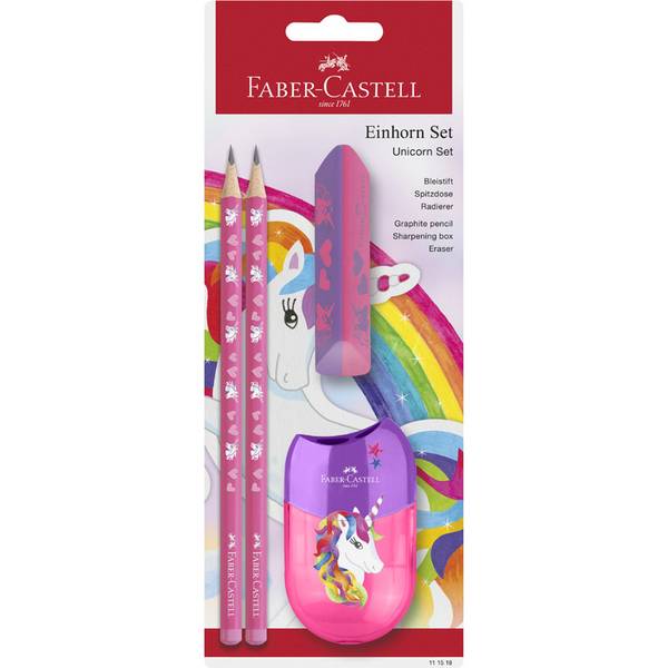 FABER-CASTELL Schreibset Einhorn, pink, 4-teilig