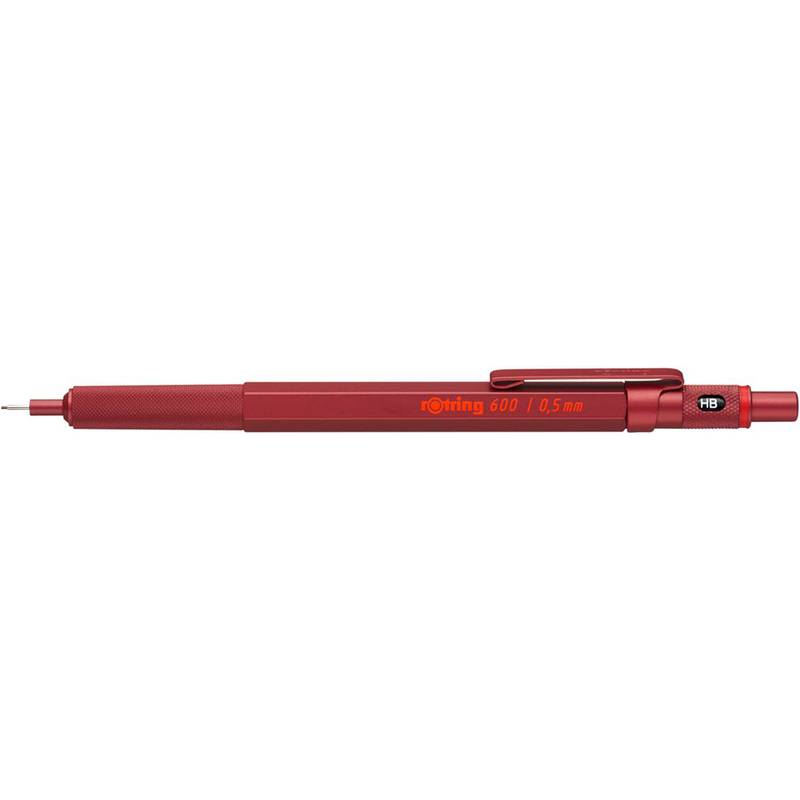 Rotring Feinminenstift 600 Metallic 0.5mm, Rot, Metall, HB, 0,5 mm, Hexagonal, Metall