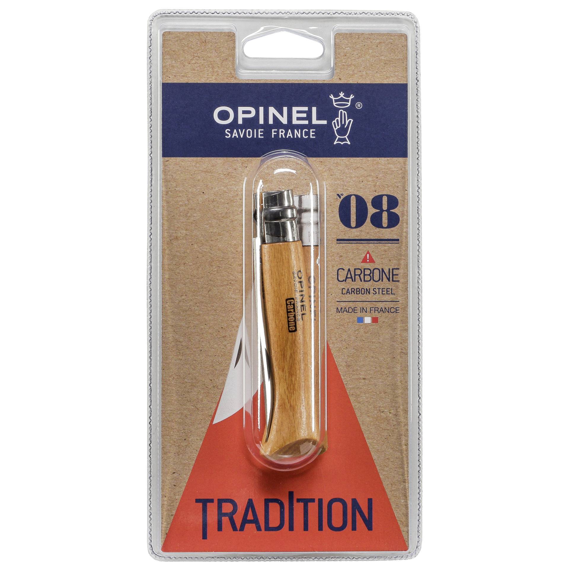 Opinel Taschenmesser No. 08 Carbonklinge mit Holzgriff-0