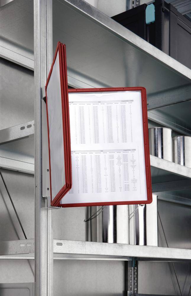 DURABLE Sichttafelsystem VARIO MAGNETIC WALL 5 magn. Wandhalter DIN A4 rot 5 Sichttafeln-1
