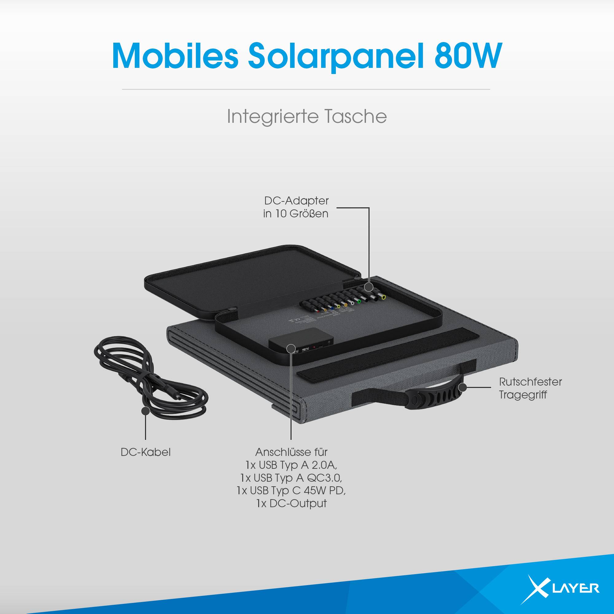 XLayer Mobiles Solar Panel 80W -falt- und aufstellbar- Grey-3