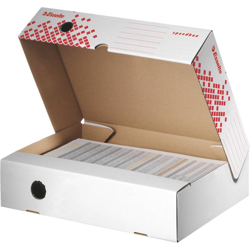 Esselte Archiv-Klappschachtel SPEEDBOX, (B)80 mm, weiß/rot-0