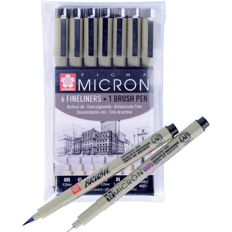 SAKURA Fineliner PIGMA MICRON, 6+1 Etui, schwarz-0