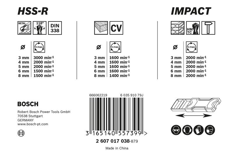 Bosch Bohrer-Set, gemischt, 15tlg., 3-8 mm, 3-8 mm, 3-8 mm - 2607017038-2