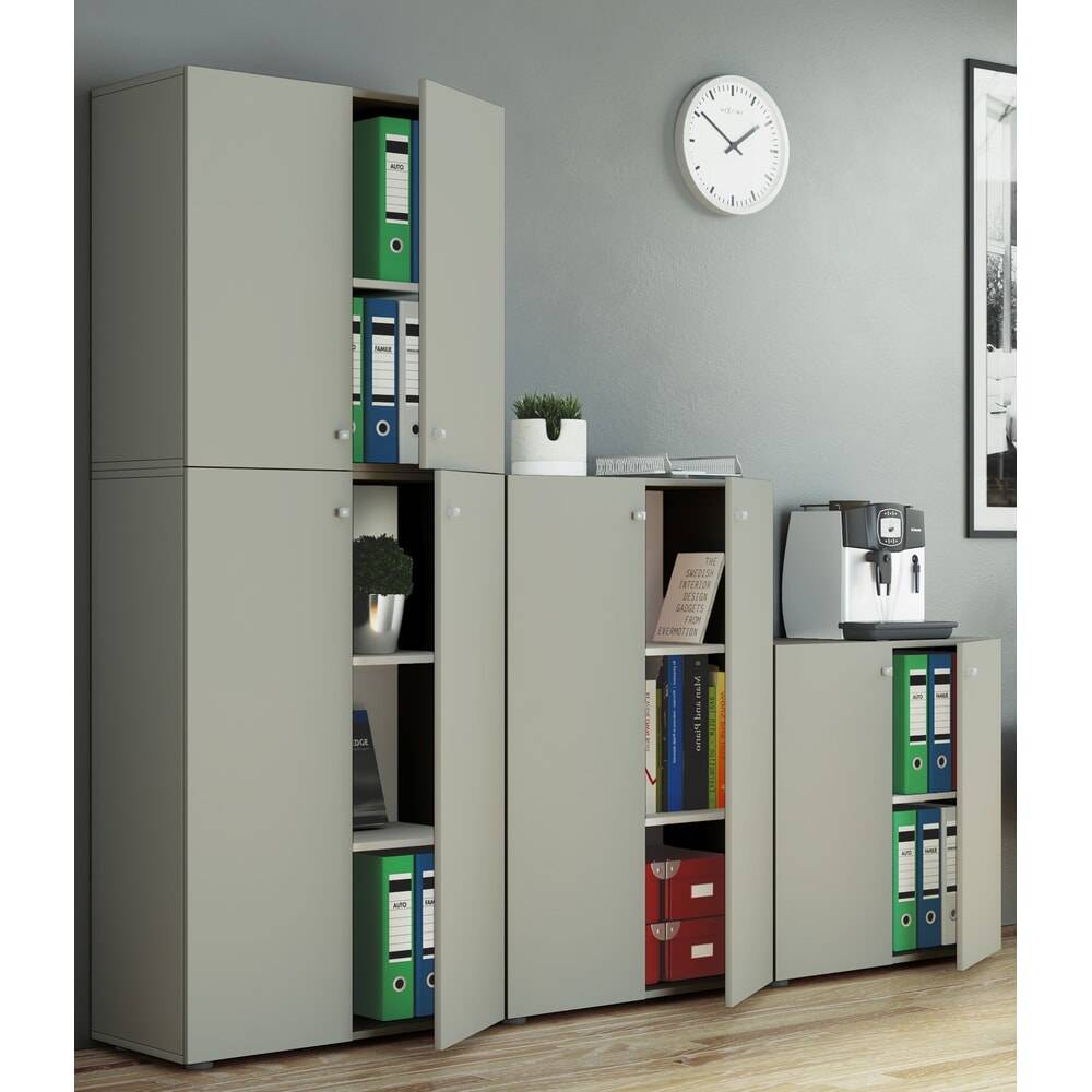 VCM Büroschrank Lona L mit Drehtüren, grau-2