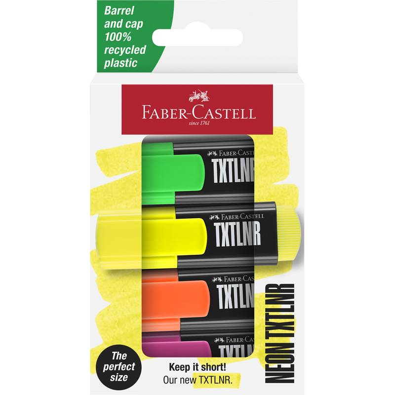 FABER-CASTELL Mini-Textmarker TXTLNR, 4er Kartonetui-0