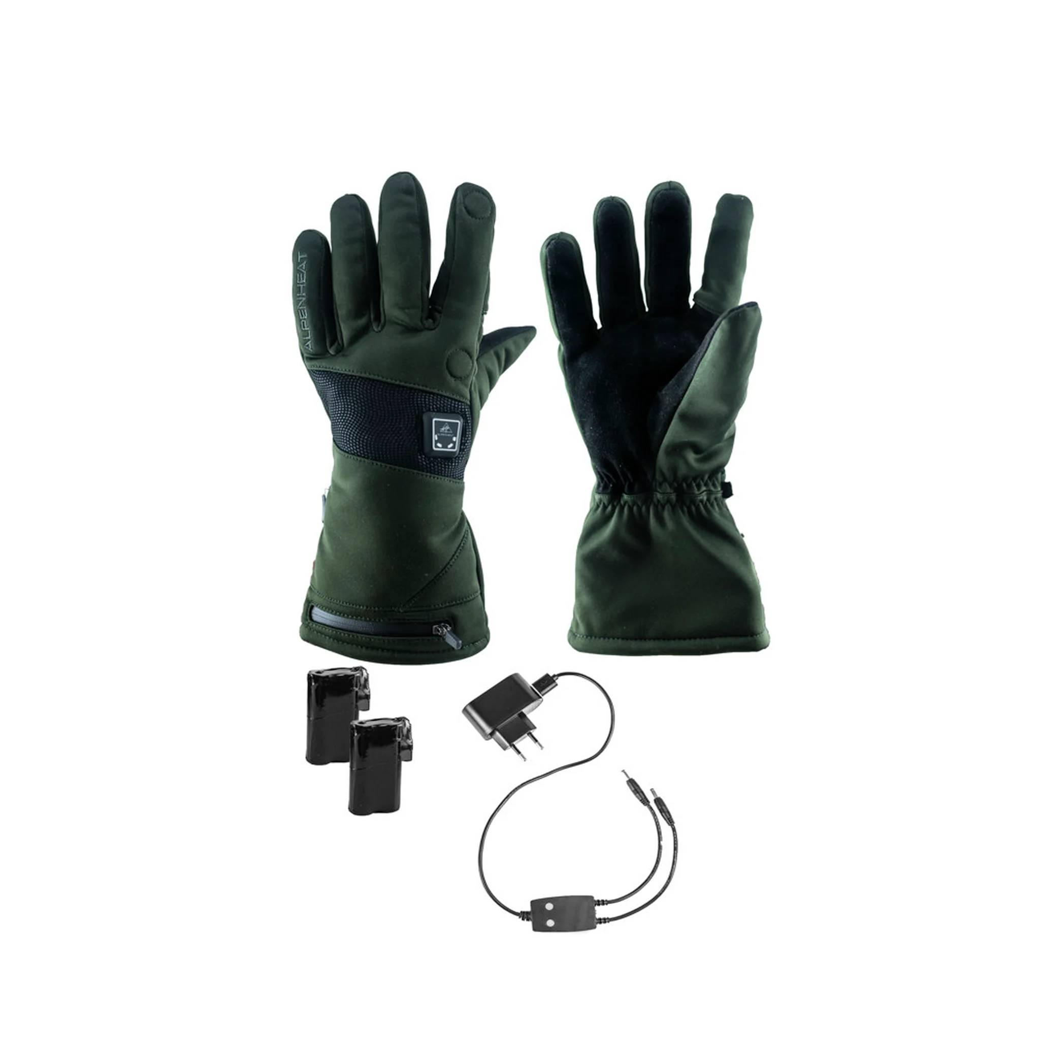 Alpenheat Beheizte Jagdhandschuhe "Fire-Hunting", Größe M, 3 Heizstufen, 4–12h Heizdauer, mit Akku, dunkelgrün, 1 Stk.-0