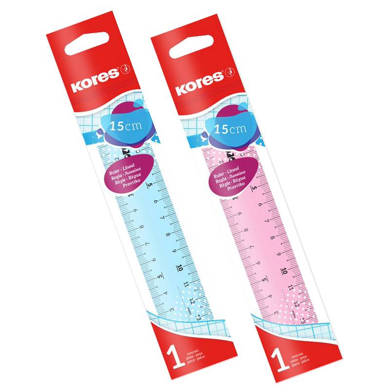 Kores Flachlineal, 150 mm, transparent, farbig sortiert-0