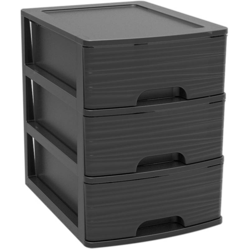 EDA Schubladenbox STONE, DIN A5, 3 Schübe, PP, schwarz-0