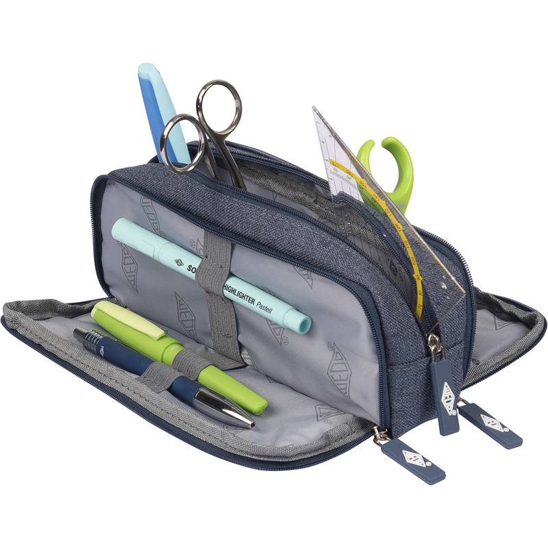 WEDO Mäppchen Schlamperbox Denim, mit 3 Fächern blau
