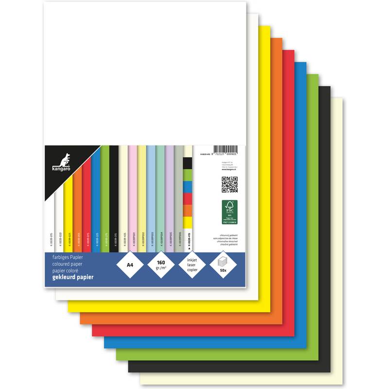 kangaro Multifunktionspapier, DIN A4, 160 g/qm, sortiert-0