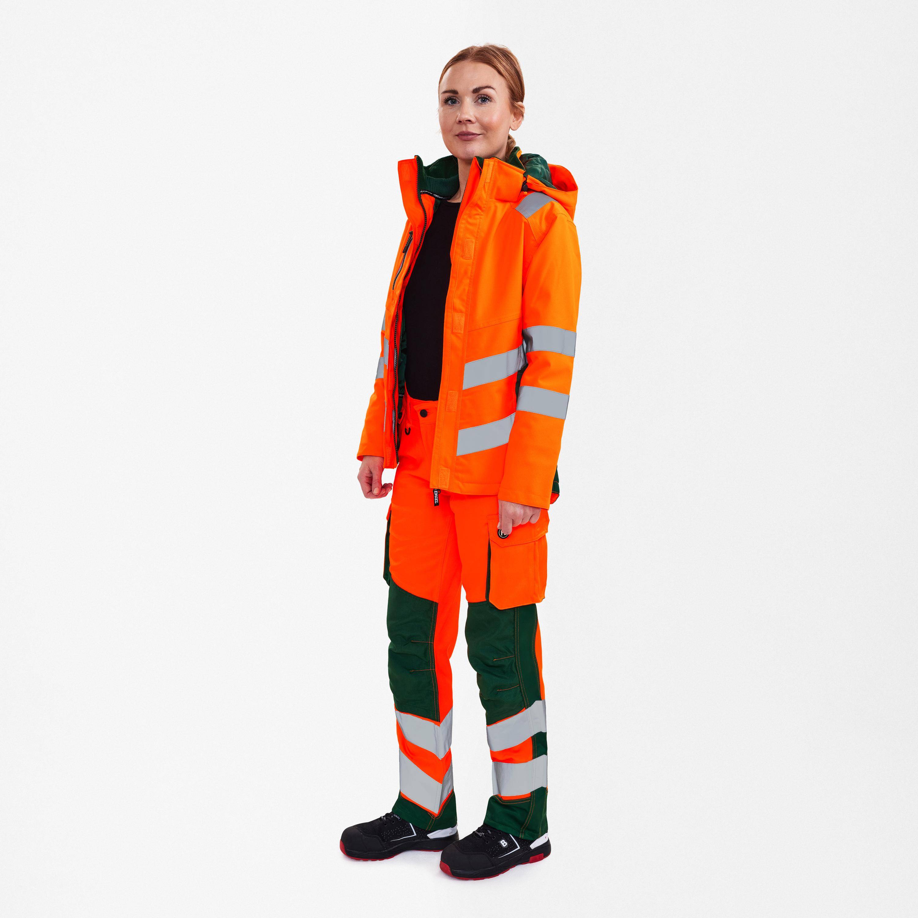 Safety Damen Winterjacke, Orange/Grün, Gr. M