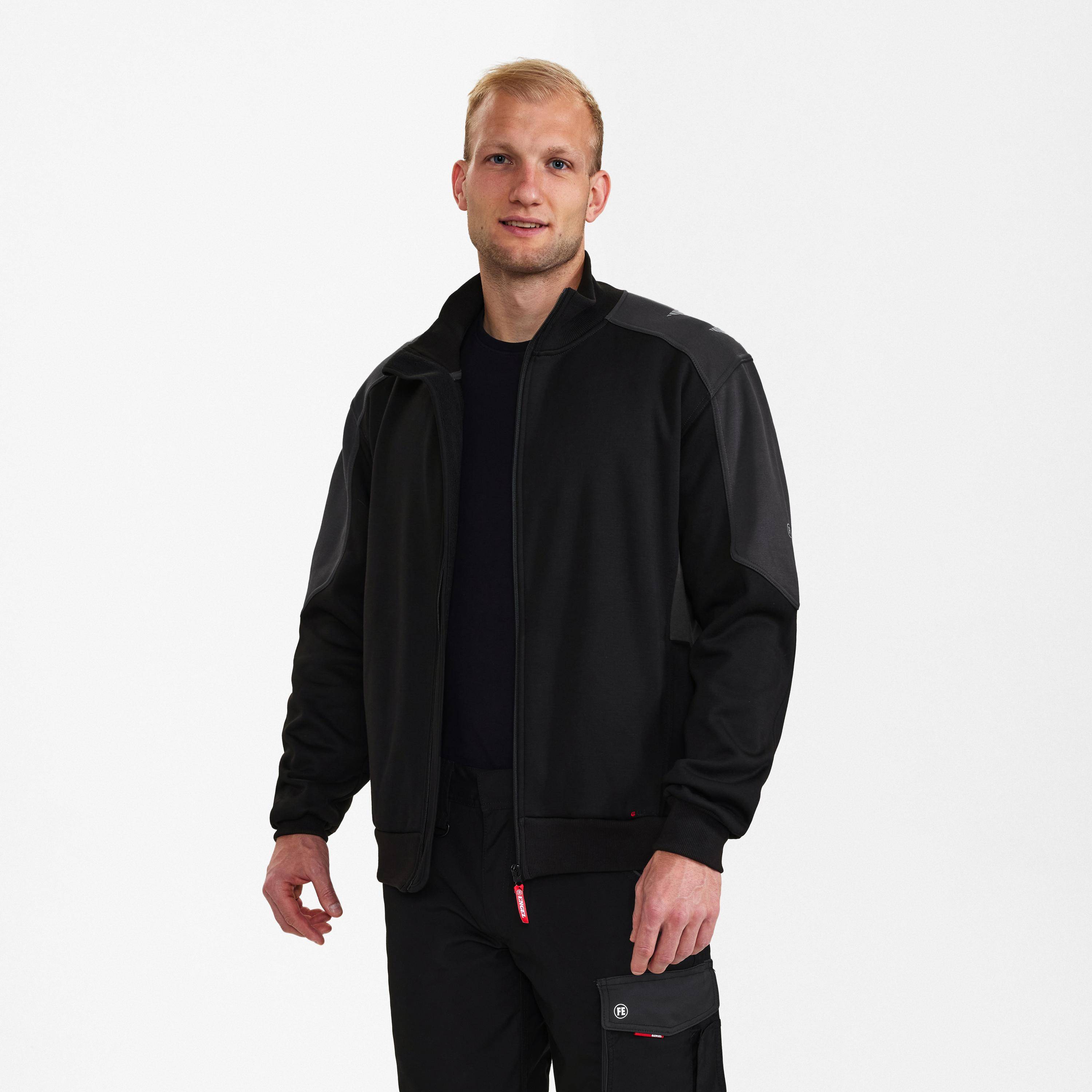 F. Engel Galaxy Sweatcardigan mit Kragen Schwarz/Anthrazit Grau, Gr. 5XL-1