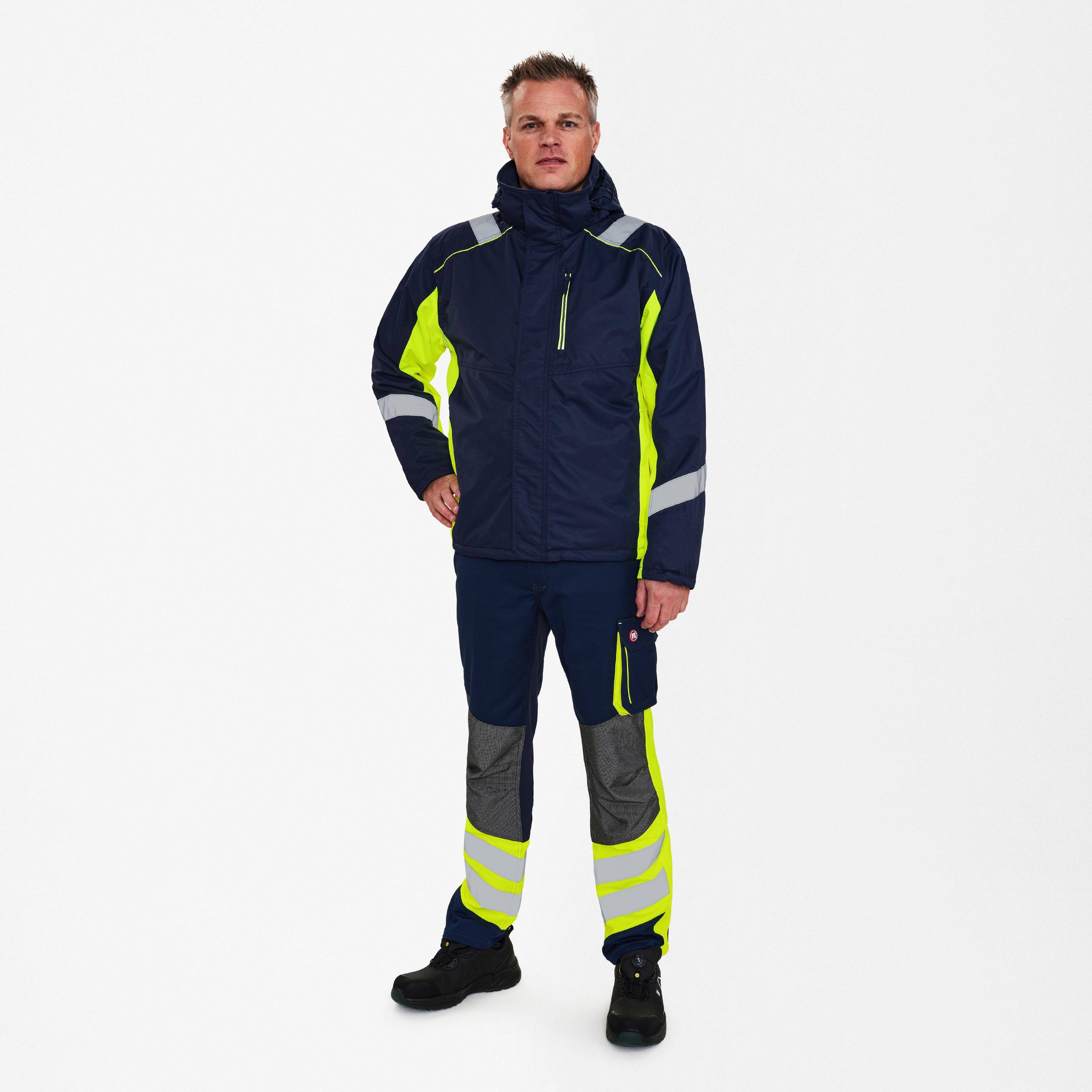 F. Engel Cargo Winterjacke Blue Ink/Gelb, Gr. L