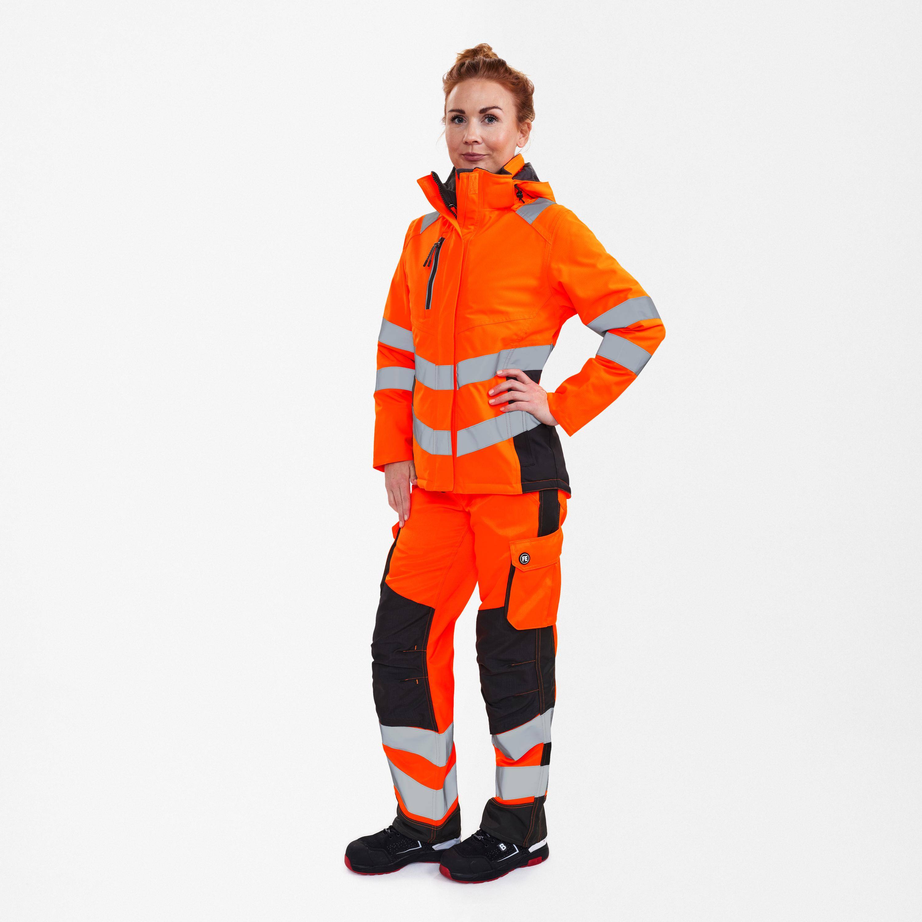 Safety Damen Winterjacke, Orange/Anthrazit Grau, Gr. XL-0