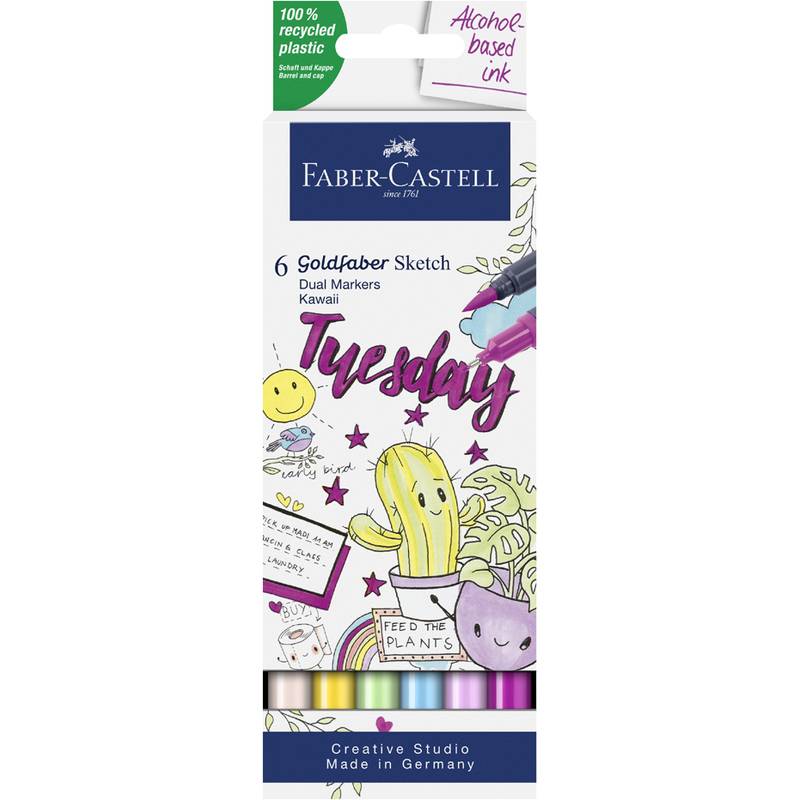 FABER-CASTELL Sketch Marker GOLDFABER, 6er Etui Kawaii-0