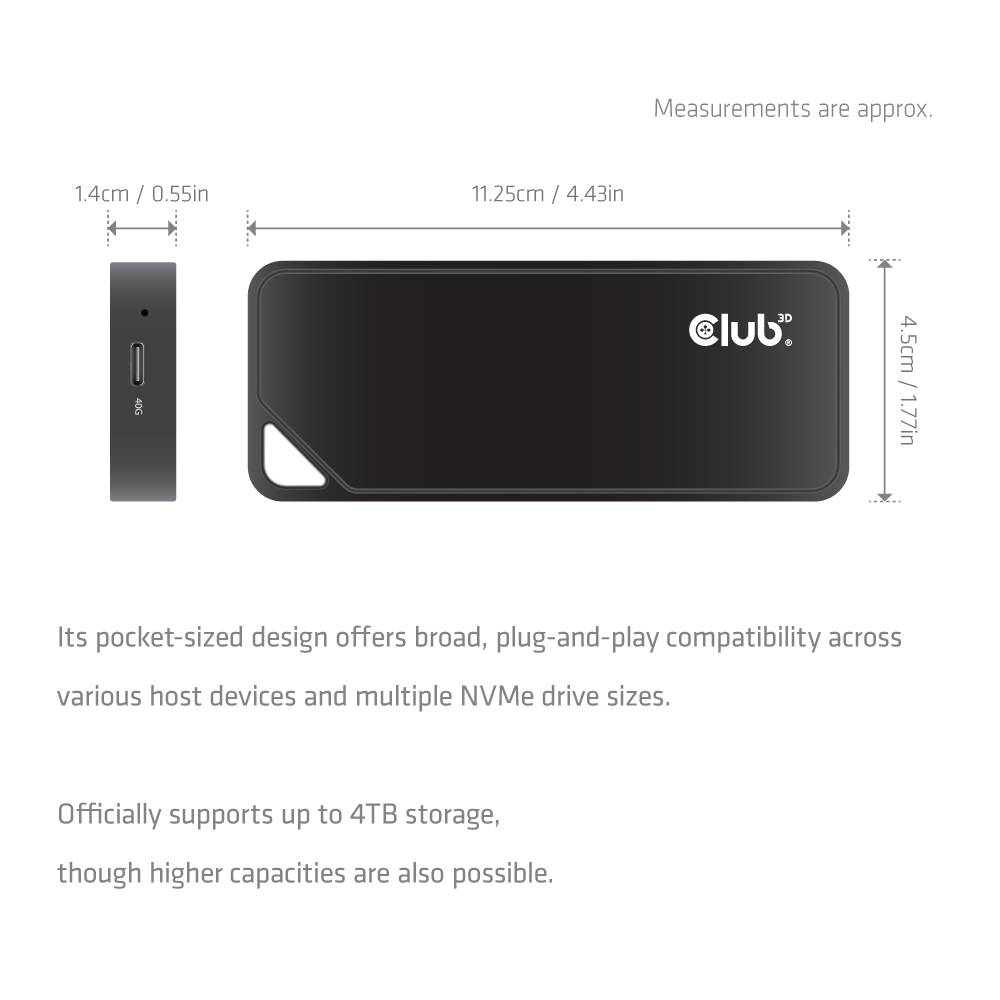 Club 3D M.2-SSD-Gehäuse mit Lüfter, NVMe, USB4-1