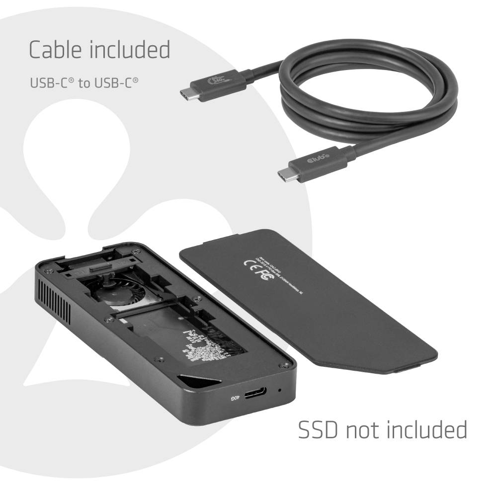 Club 3D M.2-SSD-Gehäuse mit Lüfter, NVMe, USB4-3