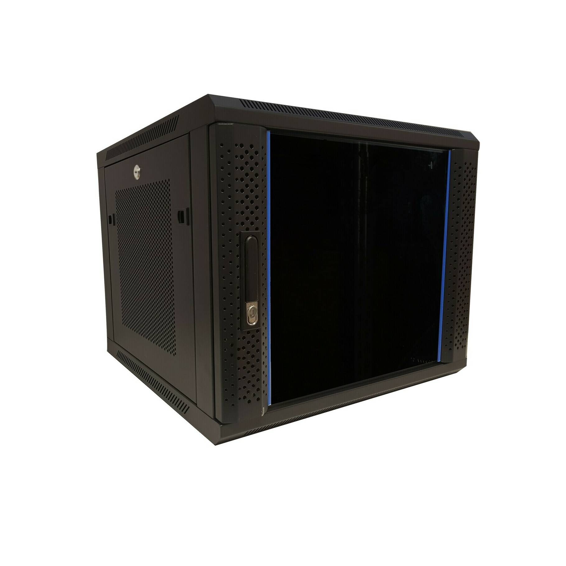 DSIT 9U Server Cabinet, 19 Inches Wall-Mounted Enclosure with Glass Door And Perforated Side Panels-0
