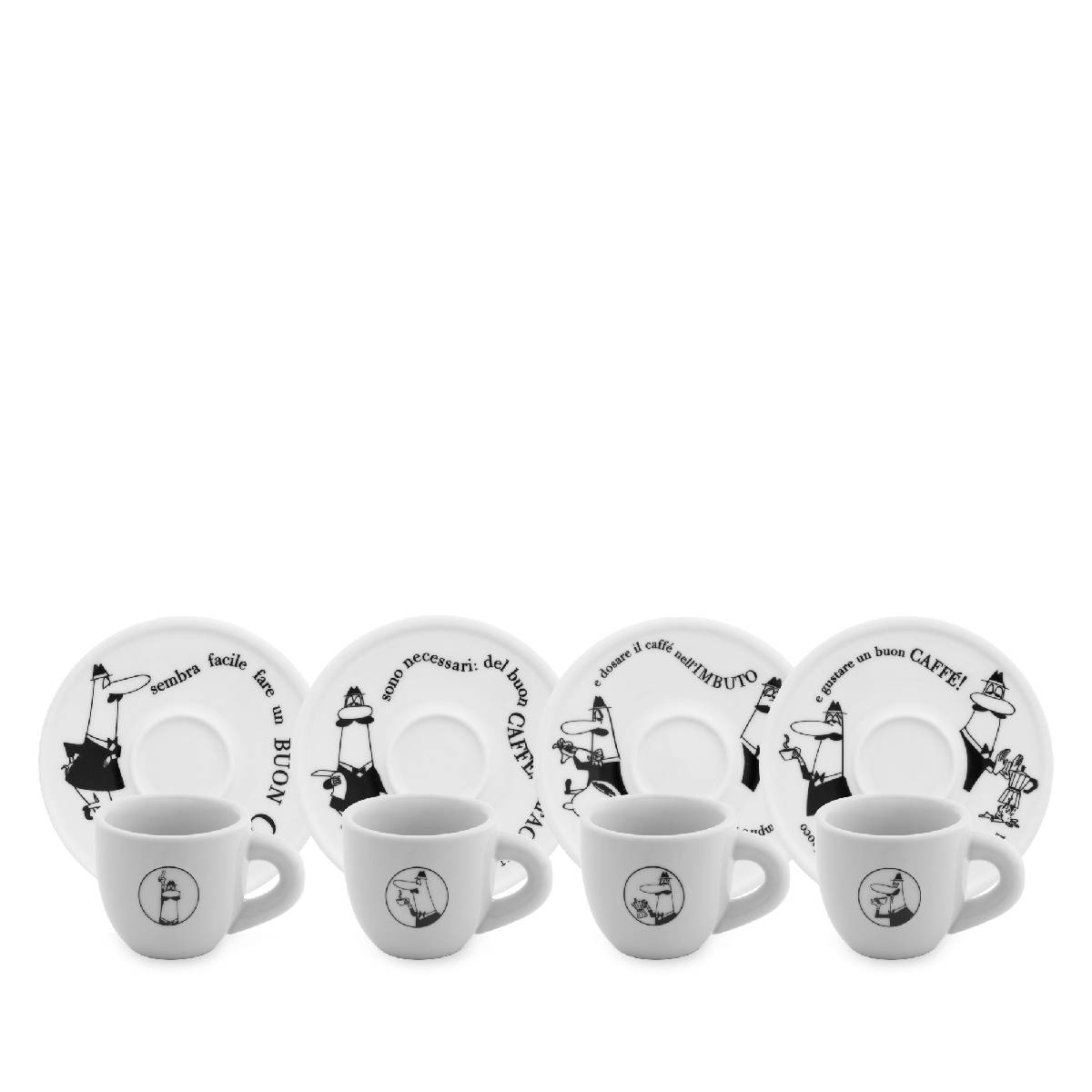 Bialetti Carosello, Set, Tasse, Kaffee, Weiß, Porzellan, Rund-0