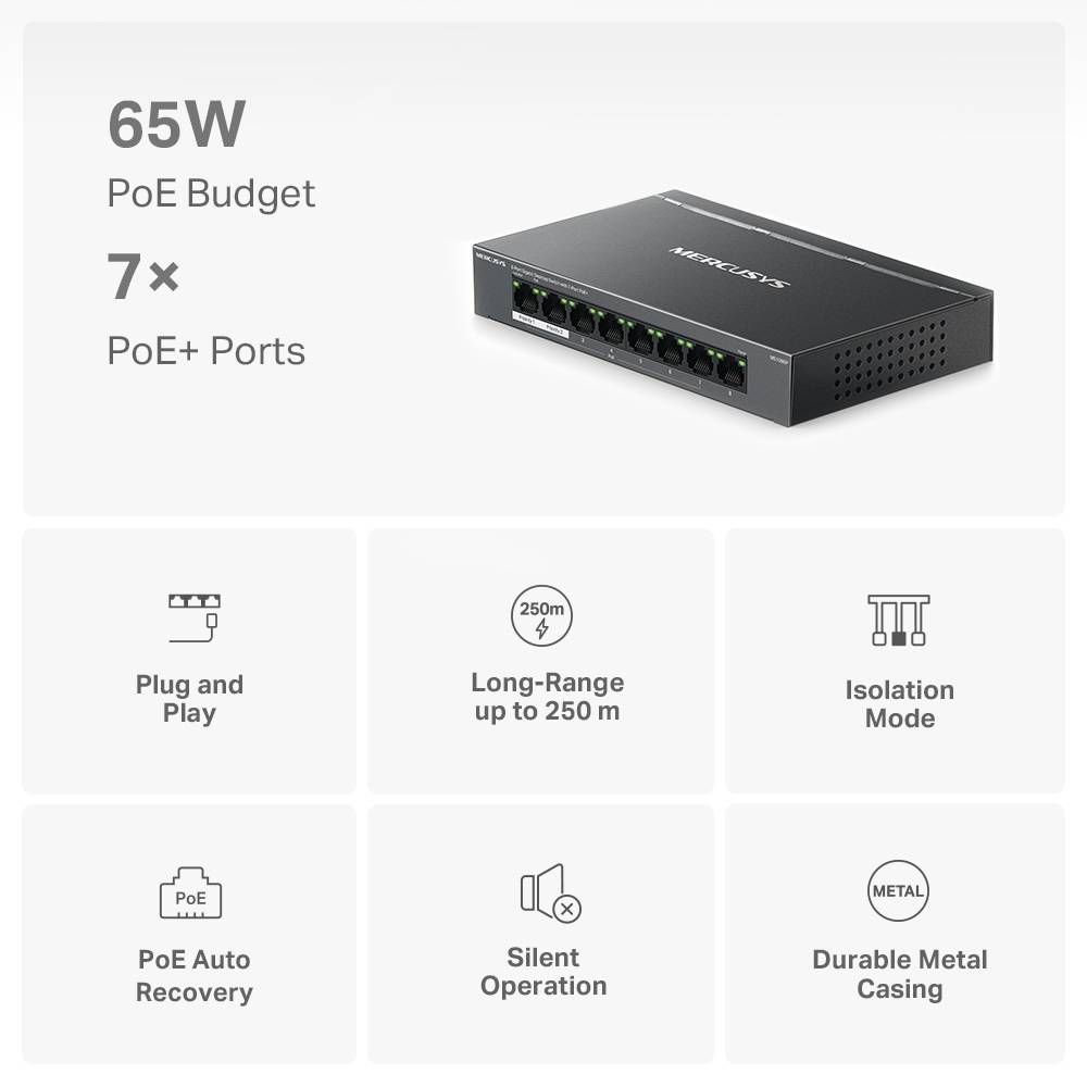 Mercusys MS108GP Desktop Switch PoE+ - Switch - 1 Gbps-1
