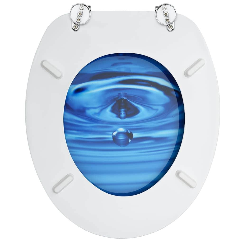 Toilettensitz mit Deckel MDF Blau Wassertropfen-Design-1