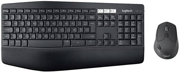 Logitech MK850 Funk, Bluetooth® Tastatur, Maus-Set Geräuscharme Tasten, Integriertes Scrollrad, Maustasten, Easy Switch 3 Geräte, Vollständig anpassbar, Handballenauflage, Ergonomisch Französisch, AZERTY Schwarz