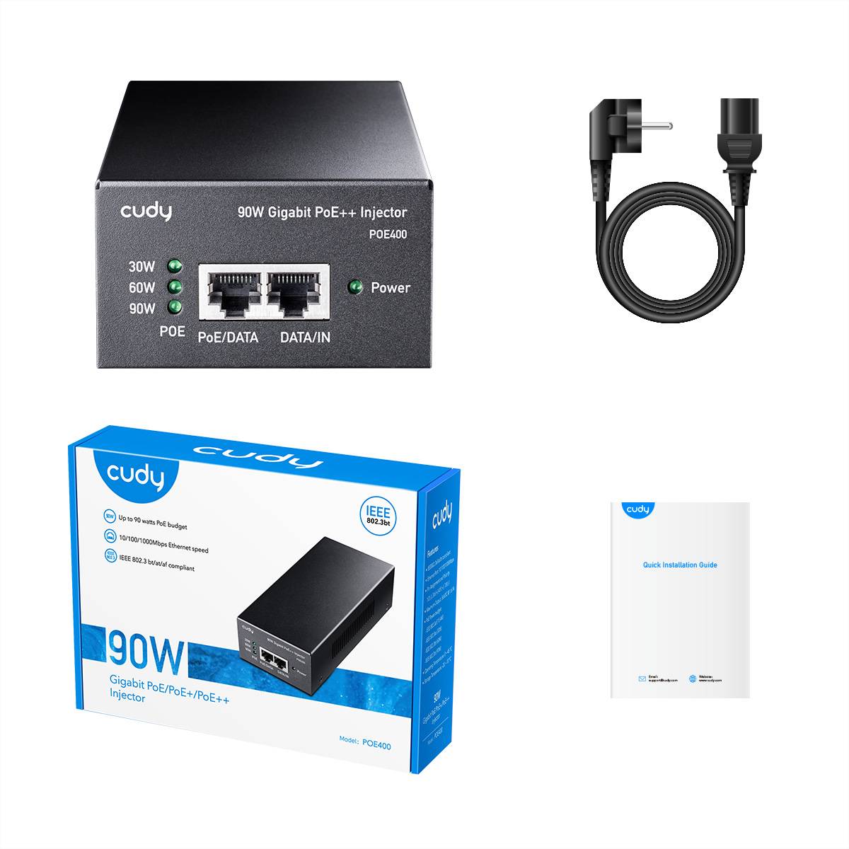 CUDY POE400 90W PoE+/PoE Injektor Gigabit-6