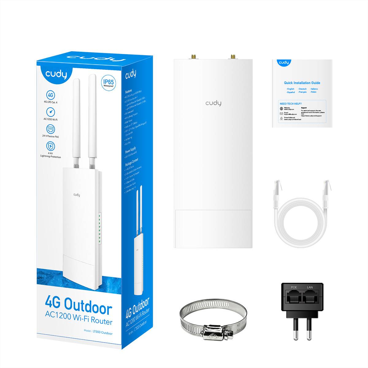 CUDY LT500 Outdoor 4G Wi-Fi Router LTE Cat4 AC1200-6