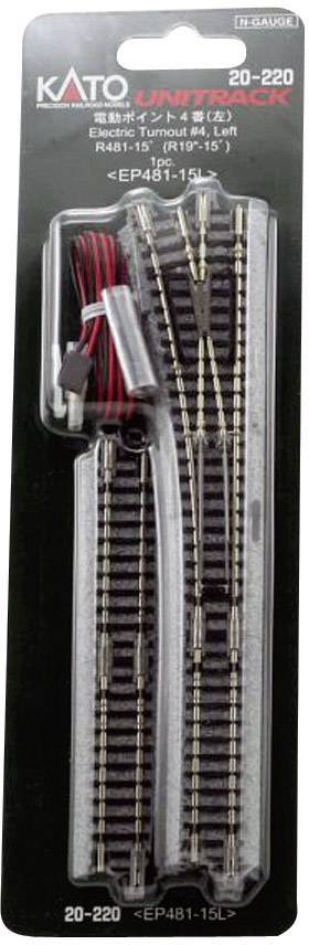 7078203 N Kato Unitrack Weiche, elektrisch, links 124 mm 15 ° 481 mm 1 St.-0