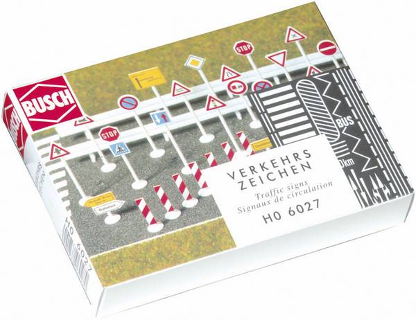 Busch 8121 N, TT  Verkehrszeichen inkl. Zebrastreifen zum Aufreiben