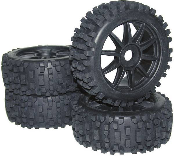 Reely 1:8 Buggy Kompletträder Big Core 10-Speichen Schwarz 4 St.